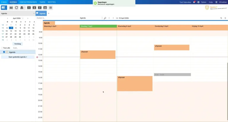 Gedeelde agenda in de webmail van de Veenstra IT Werkplek