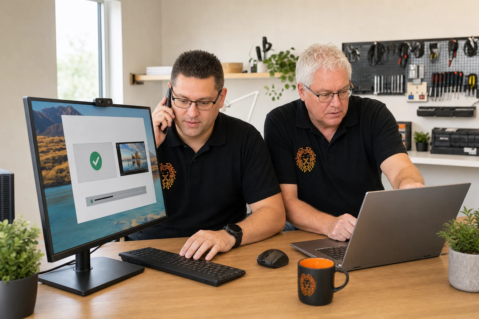 Mike Veenstra en zijn vader controleren samen zakelijke systemen